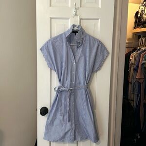 Theory Blue & White Striped Shirtdress size S